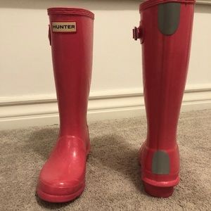 Kids Hunter Pink Glitter Rain Boots